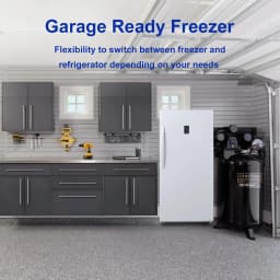 SMAD Convertible Single Door 13.8 Cu ft Upright Freezer Refrigerator with Rolling Wheels, White - Thumbnail 5
