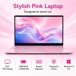 MiniHyper 15.6" Pink Laptop, Intel N5100, 8GB RAM, 512GB SSD, FHD IPS Display, Windows 11 Pro, Backlit Keyboard - Thumbnail 4