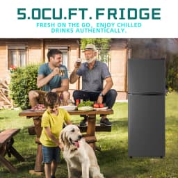 JIEJIA 5.0 Cu.Ft Apartment Size Refrigerators with Separate Freezer, 2 Door Refrigerator, Small Fridge with Freezer, Gray - Thumbnail 5