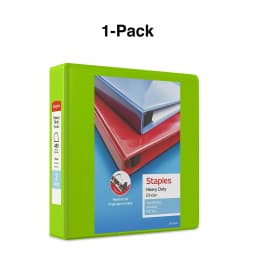 Staples Heavy Duty 2" 3-Ring View Binder Chartreuse (24687) 56321-CC/24687 - Thumbnail 5