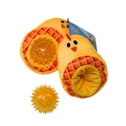 Vibrant Life Fetch Buddy Chicken Waffle Plush Dog Toy with Detachable Spikey Ball, Chew Level 1 - Thumbnail 6