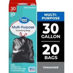 Great Value 30-Gallon Drawstring Multi-Purpose Trash Bags, 20 Bags - Thumbnail 1