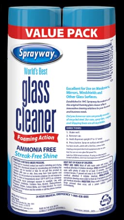 Sprayway Glass Cleaner Foaming Aerosol Spray, 19 oz, 2-Pack, Ammonia-Free, Streak-Free Shine - Thumbnail 2