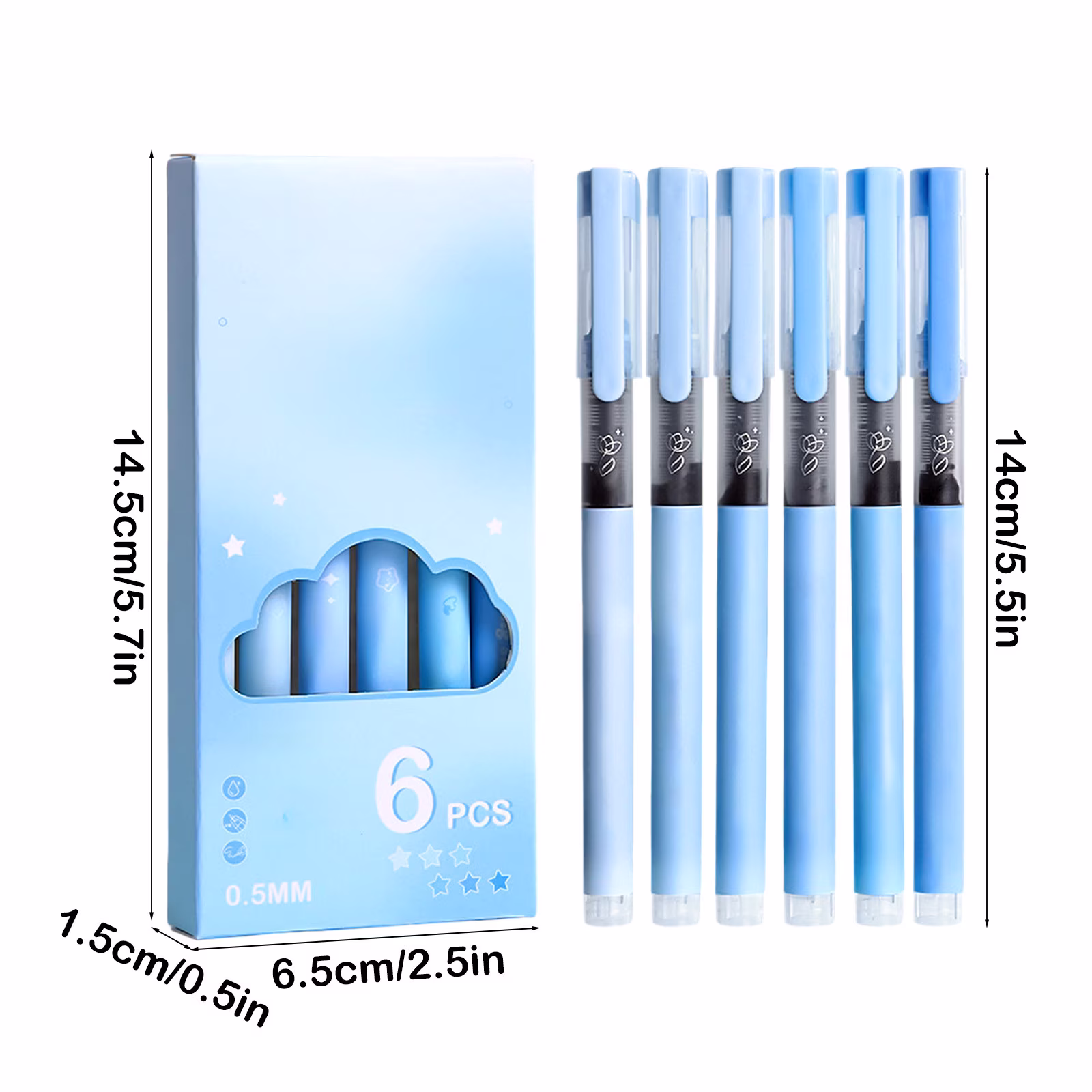 Under 1$ Dollar Straight Liquid Ballpoint Pen Sign Pen, 0.5mm High Capacity Black Ink Water Pen, Fast Drying Exam Writing Pens,Blue - Thumbnail 4
