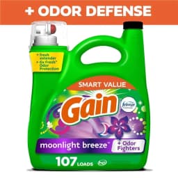 Gain Laundry Detergent Liquid with Odor Fighters, Moonlight Breeze Scent, 154 fl oz, 107 Loads - Thumbnail 1
