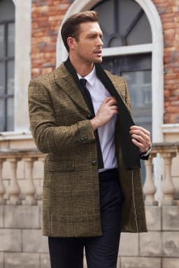COOFANDY Mens Coat Men's Overcoat Trench Coat Wool-Blend Classic Pea Coat With Removable Scarf - Thumbnail 3