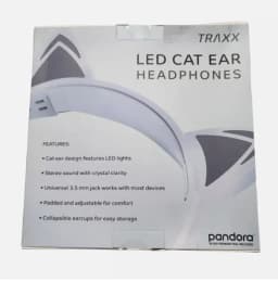RHEA- Kids Headphone On-Ear Wired Led Light Foldable Cat Ears Headsets - Thumbnail 5