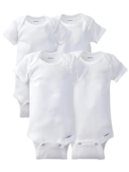 Gerber Baby Boy or Girl Neutral White Short Sleeve Cotton Onesies, 4-Pack, Sizes Newborn - 24 Months - Thumbnail 1