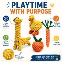 MGEZCOO Puppy Toys Pack of 4, Cotton Rope Dog Toys for Aggressive Chewers, Braided Chew Toys Set, Small Medium Dogs - Thumbnail 7