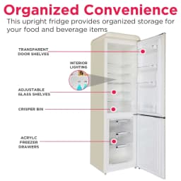 Frigidaire 9.0 Cu. ft. Bottom Mount Retro Refrigerator, Apartment Size Compact Fridge in Cream - Thumbnail 5
