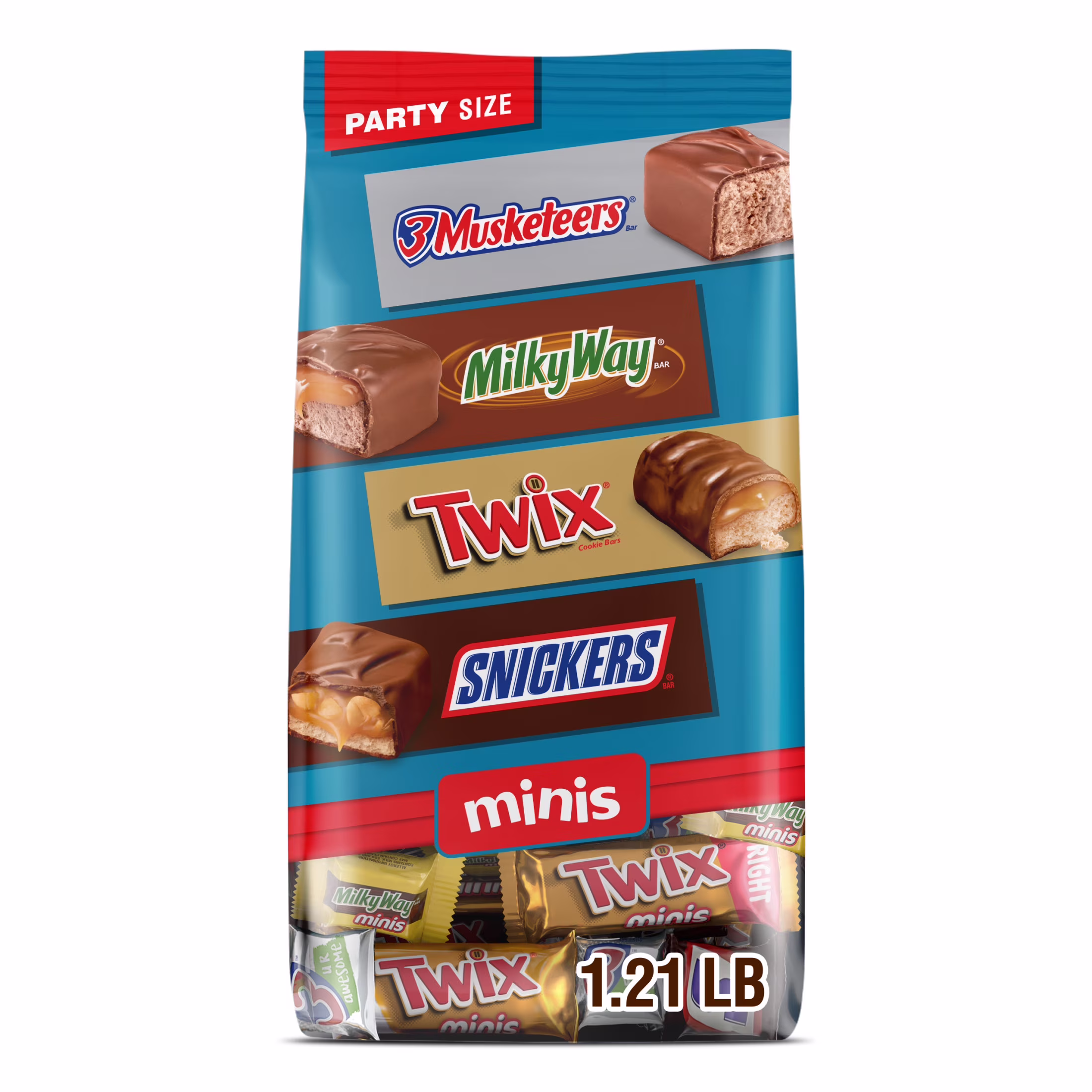 Mars Mixed Snickers, Twix, Milky Way, & 3 Musketeers Minis Chocolate Bars - 19.49 oz Bulk Bag - Thumbnail 1