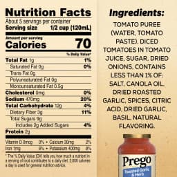 Prego Italian Tomato Pasta Sauce with Roasted Garlic & Herbs, 24 oz Jar - Thumbnail 2