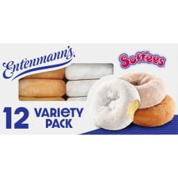 Entenmann's Softees Assorted Donuts, 12 count, Plain, Cinnamon, Sugar Powdered Doughnuts, 17 oz Variety Pack - Thumbnail 1