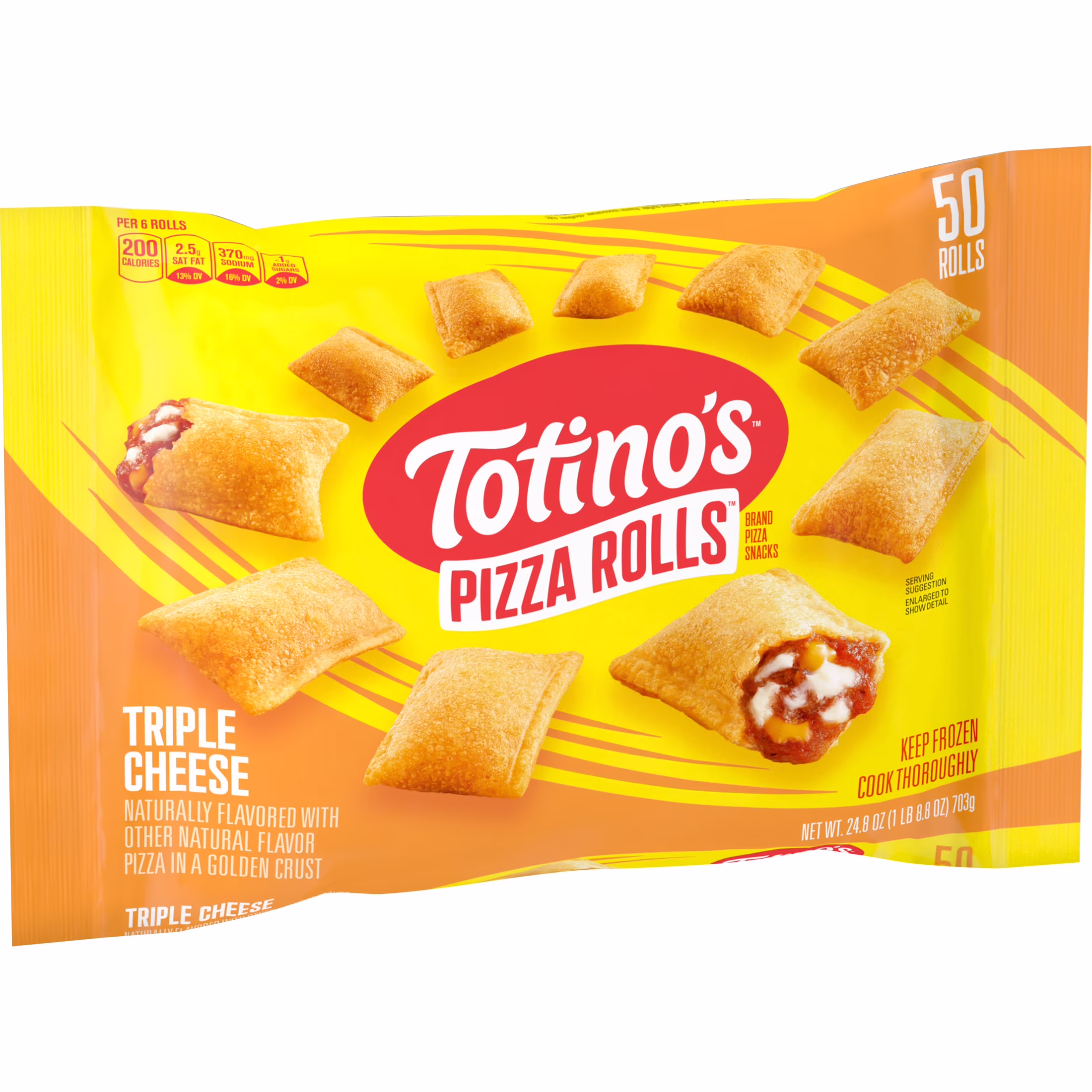 Totino's Pizza Rolls, Triple Cheese Flavored, Frozen Appetizers, 50 Rolls, 24.8 oz - Thumbnail 8