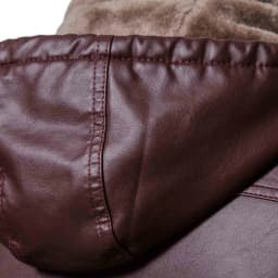Pejock Men's Hooded Biker Jacket, Loose Fit Genuine Leather Coat with Zipper Closures - Windproof Motorcycle Style for Casual Wear, Daily Outdoor and Urban Street - Thumbnail 4