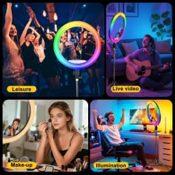 ZOMEI Ring Light with Stand and Phone Holder, 18" Ring Light Tripod for iPhone, Professional LED Circle Light with 70" Tripod, Selfie Ringlight - Thumbnail 5