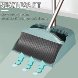 Broom and Dustpan Set, 45° Angle, Long Handle Broom Dustpan Pan, Wide Dustpan, eavy Duty Dust Pan, Dustpan Broom with Dense Bristles, Perfect - Thumbnail 8