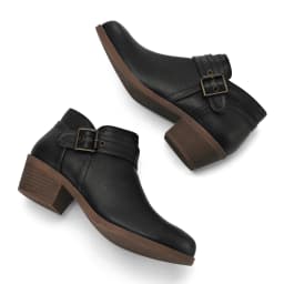 Pennysue Women Low Chunky Stacked Heel Boots Black Pu Side Zipper Ankle Booties 8M - Thumbnail 3