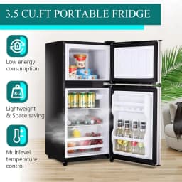 3.5 Cu.Ft Compact Mini Fridge with Freezer, 2-Door Small Refrigerator with 7-Level Thermostat & Removable Shelves for Kitchen, Dorm, Apartment, Bar - Thumbnail 4