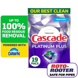 Cascade Platinum Plus Dishwasher Pods, Dishwasher Detergent, Dish Detergent Soap, Fresh, 19 Count - Thumbnail 1