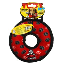 Tuffy Jr Ring Red Paw Durable Plush Dog Toy - Thumbnail 7