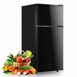 TINKLE WELL 3.2 Cu.ft Mini Fridge with Freezer, Compact Dual-Door Refrigerator for Bedroom, Dorm & Office, Black - Thumbnail 2