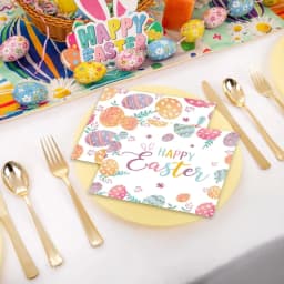 Fwttom Easter Paper Napkins, 20 pcs Napkins Disposable Party Supplies with Eggs Bunny Design, Dinner Napkins for Holiday Setting & Easter Decorations - Thumbnail 6