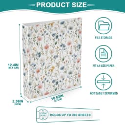 Three Ring Binder Vintage Pastel Flowers and Branches 1.5 inch Round Binder D-Rings for Office Supplies and More - Thumbnail 8