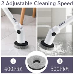 Shower Spin Scrubber, Cordless Electric Cleaning Brush, 8 Replaceable Heads & Adjustable Handle for Bathroom, Kitchen, Floors - Thumbnail 7