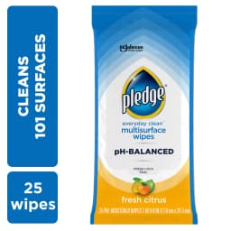 Pledge Multisurface Cleaning Wipes, pH Balanced, Fresh Citrus, 25 Count - Thumbnail 1