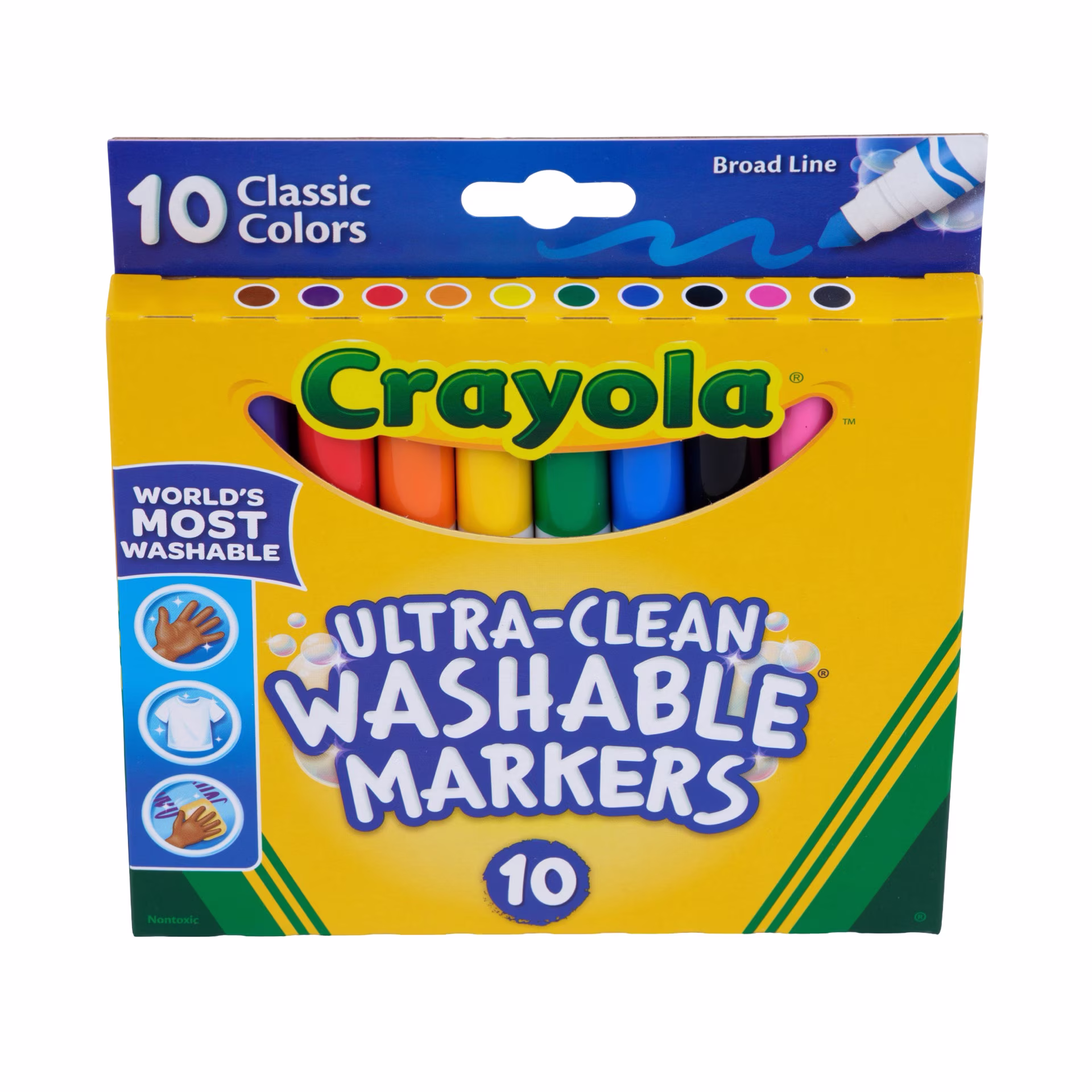 Crayola Ultra-Clean Washable Broad Line Markers, 10 Ct, Back to School Supplies, Classroom Essentials for Teachers, Gift, 3 - Thumbnail 1