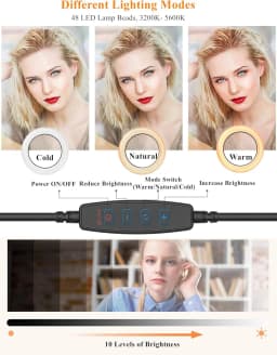 6.3″ USB Clip-On Ring Light with Clamp Mount, 3 Light Modes & 10 Brightness Levels for Laptop, Monitor, Webcam, Vlogging, Streaming, Zoom & Makeup - Thumbnail 3