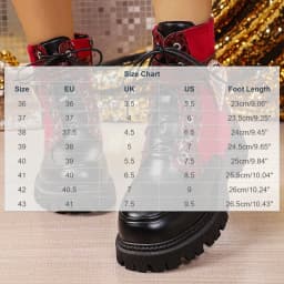 Womens Platform Boots Round Toe Chunky Ankle Boots Punk Boots Lace Up&Zipper Combat Boots with Beautiful Decor - Thumbnail 3