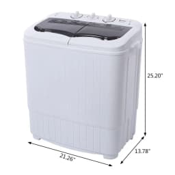 Hassch Semi-Automatic Washing Machine with 2 Tub, Compact Laundry Machine with Built-in Drain for Home, Apartment, Gray - Thumbnail 4