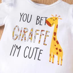 PatPat Baby Girl Clothes 3Pcs Outfit Set Giraffe Print Romper Shorts Headband Gift for 3-6 Months - Thumbnail 6