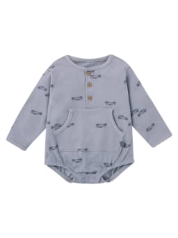 Modern Moments by Gerber Baby Boy Henley Dumpling Romper with Kanga Pocket, Sizes 0/3 Months - 24 Months - Thumbnail 1