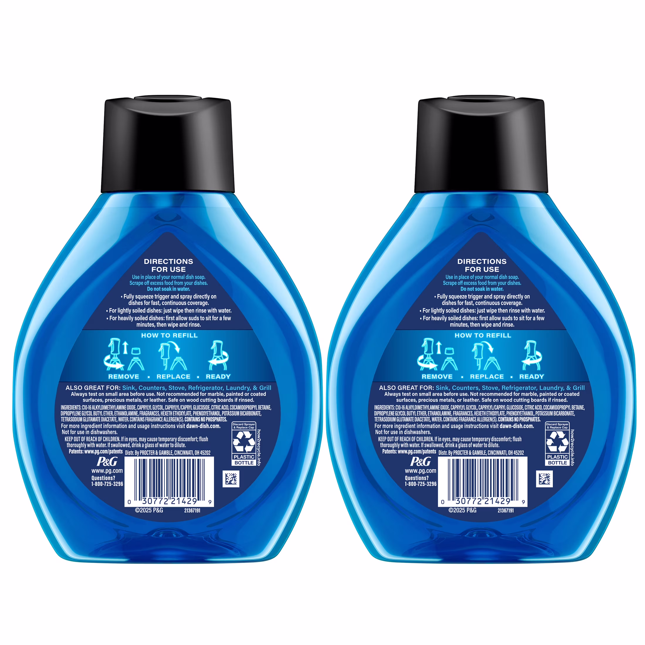 Dawn Powerwash Heavy Duty Dish Spray Fresh Clean, 21.5 oz 2pk Refills - Thumbnail 10
