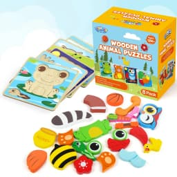 LotFancy Wooden Puzzles for Toddlers 1-3, 8 Pack Animal Toddler Puzzles, Montessori Toys - Thumbnail 6