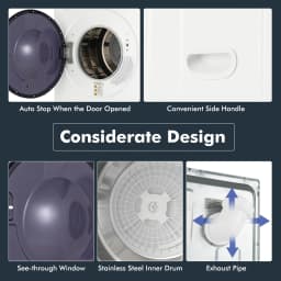 Costway 1400W Electric Tumble Compact Laundry Dryer Stainless Steel Tub 8.8lbs /2.6cu.ft - Thumbnail 5