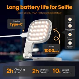 Cshidworld Portable Selfie Light with Mirror, 360° Magnetic, 1000mAh Rechargeable, 48 LED, 3 Modes, 10 Brightness, CRI 80, for Phone, Makeup, Live - Thumbnail 4