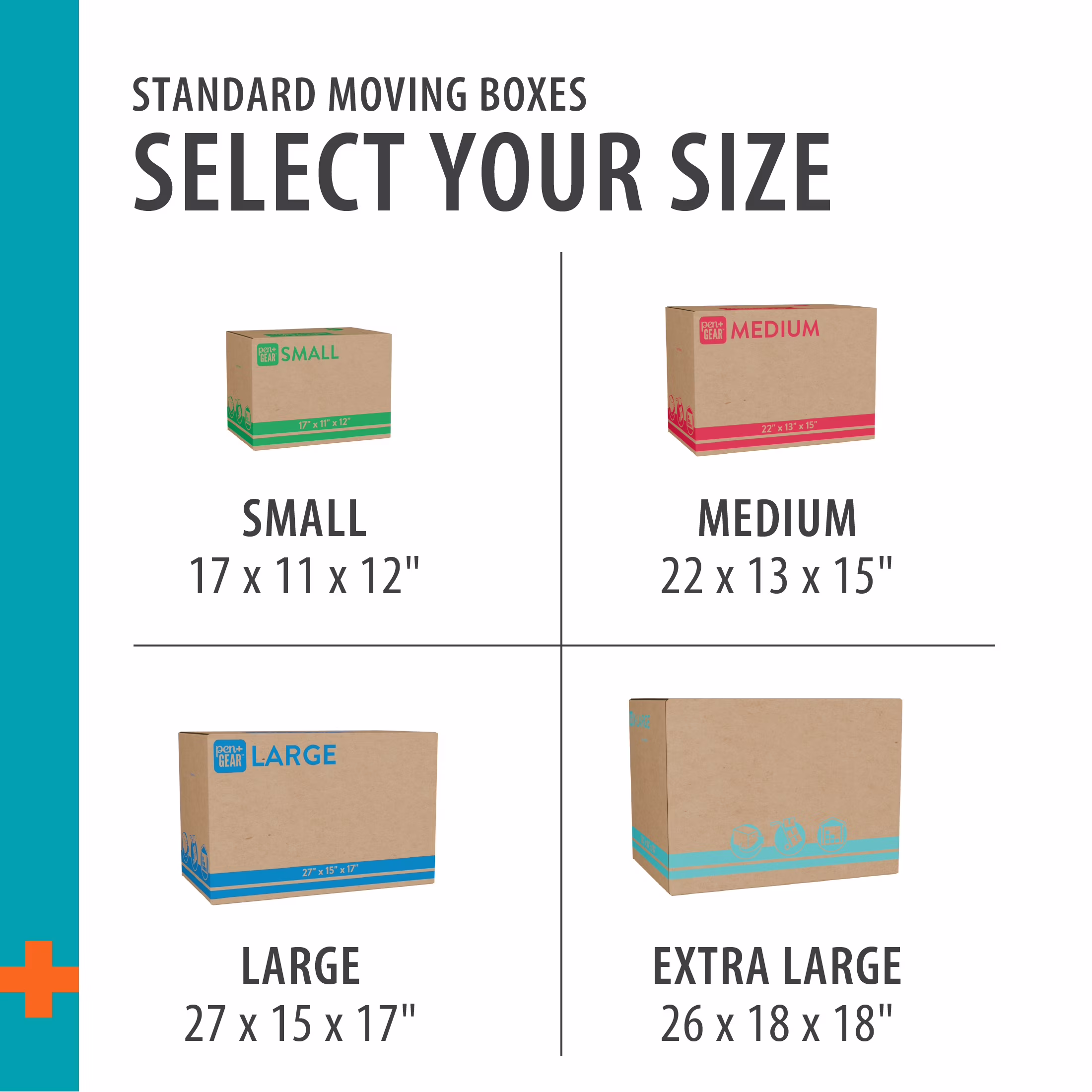 Pen+Gear Large Moving Boxes, 27L x 15W x 17H, Kraft - Thumbnail 6