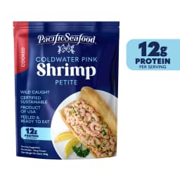 Pacific Seafood Frozen Wild Cooked Coldwater Pink Shrimp, 1 lb Bag (350-500 Count per lb), Contains Shellfish - Thumbnail 1