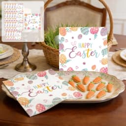 Fwttom Easter Paper Napkins, 20 pcs Napkins Disposable Party Supplies with Eggs Bunny Design, Dinner Napkins for Holiday Setting & Easter Decorations - Thumbnail 4