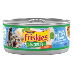 Purina Friskies Indoor, Flaked Ocean Whitefish Dinner, Wet Cat Food, 5.5 oz Can, 24 Pack - Thumbnail 1