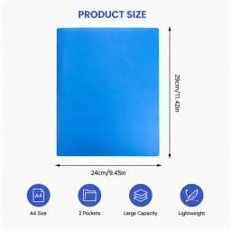 NXUJEUG Two Pocket Folder with Prongs (1 Pack, Blue), Plastic Folders with Pockets and Business Card Holder, Fit Letter Size, for Organizing Papers - Thumbnail 4