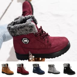 WAVSUF Women's Snow Boots Wide Width Anti Slip Soft Sole Winter Fleece Ankle Boots Black 9.5 - Thumbnail 1