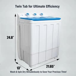Portable Washing Machine, 14lbs Twin Tub Washer Mini Compact Laundry Machine with Drain Pump,Compact Washer for Home Dorm Apartment,Blue - Thumbnail 4