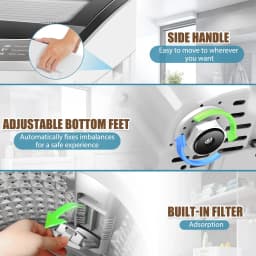 Adnoom Portable Washing Machine, 17.8 lbs Fully Automatic Compact Washer, 10 Wash Programs, Washer and Spin Dryer Combo with Dump Pump, Ideal - Thumbnail 3