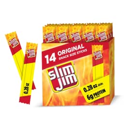 Slim Jim Smoked Jerky Snack Sticks, Original Flavor, 6g Protein Per Serving, 0.28 oz. (14-Count) - Thumbnail 1