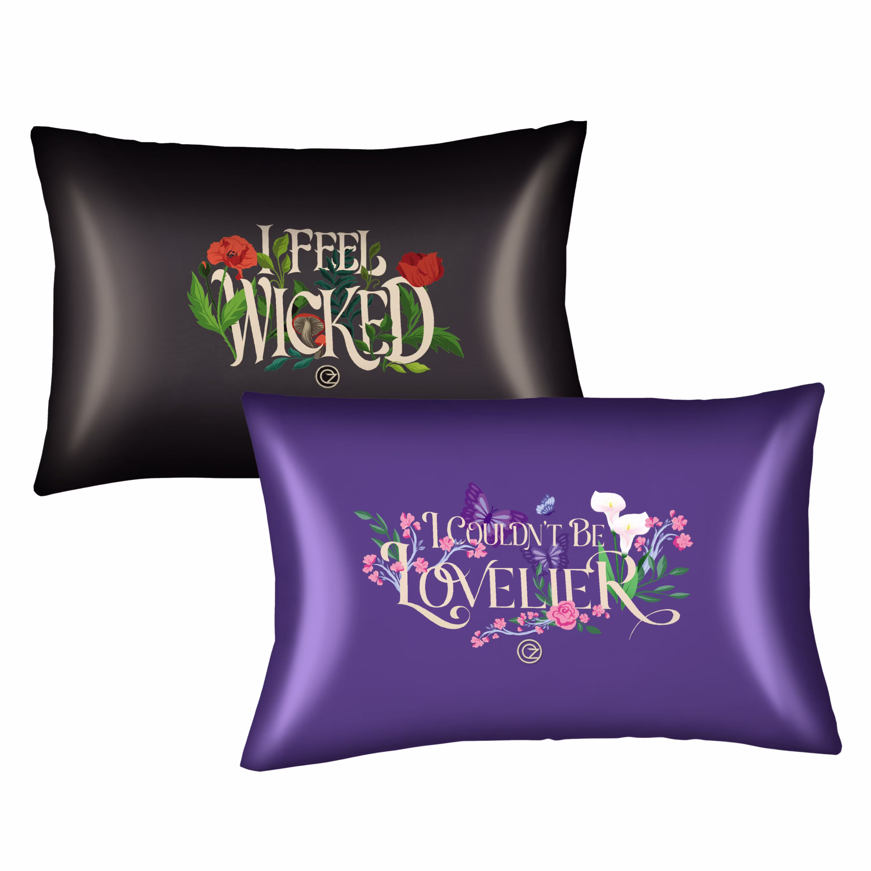 Wicked Purple Black Reversible Silky Satin Pillowcase, Standard Size, 2-Pack - Thumbnail 1